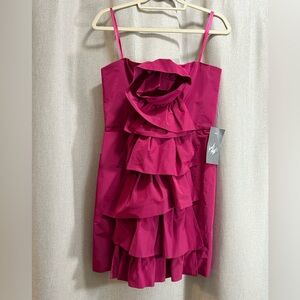 BCBGMaxAzria Dress - Boysenberry Pink Layered Front Ruffle Strapless Party Sz 8